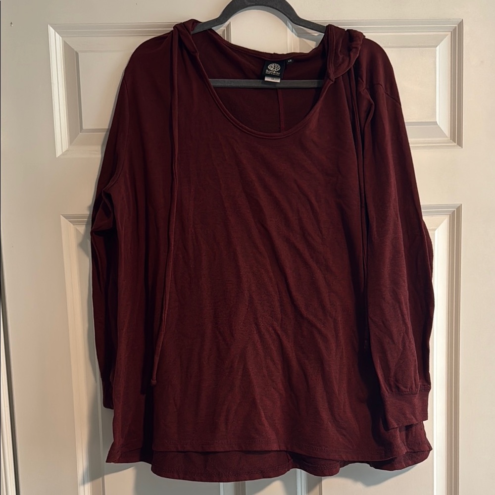 Bobeau Deep Red Long Sleeve Hoodie